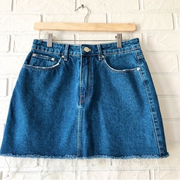 Zara 5 Pocket High Waist Jean Denim Mini Skirt M - Picture 2 of 6
